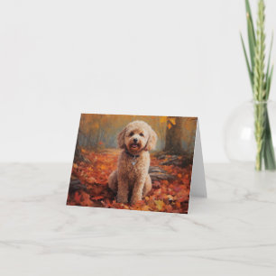 Tarjeta El Cockapoo en otoño se inspira en las hojas