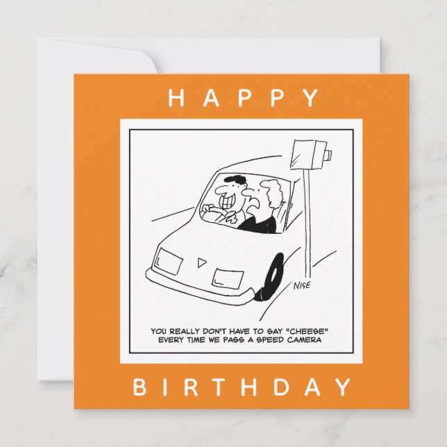 Tarjeta El conductor dice queso al pasar una cámara de vel (Anverso)