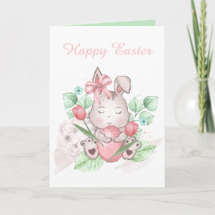 Tarjeta El conejito de Pascua cutáneo agrega mensaje