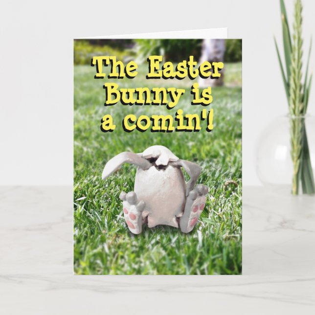 Tarjeta ¡El conejo de Pascua está llegando! (Anverso)