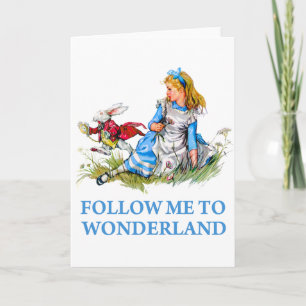 Tarjeta El conejo le dice a Alice, "Sígueme a Wonderland"