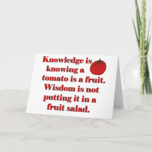 Tarjeta El conocimiento está sabiendo que un tomate es una