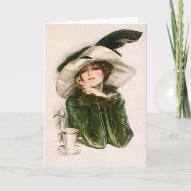 Tarjeta El "contentamiento" de Harrison Fisher y el saludo (Anverso)