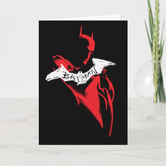 Tarjeta El contorno de la pintura con aerosol de Batman (Anverso)