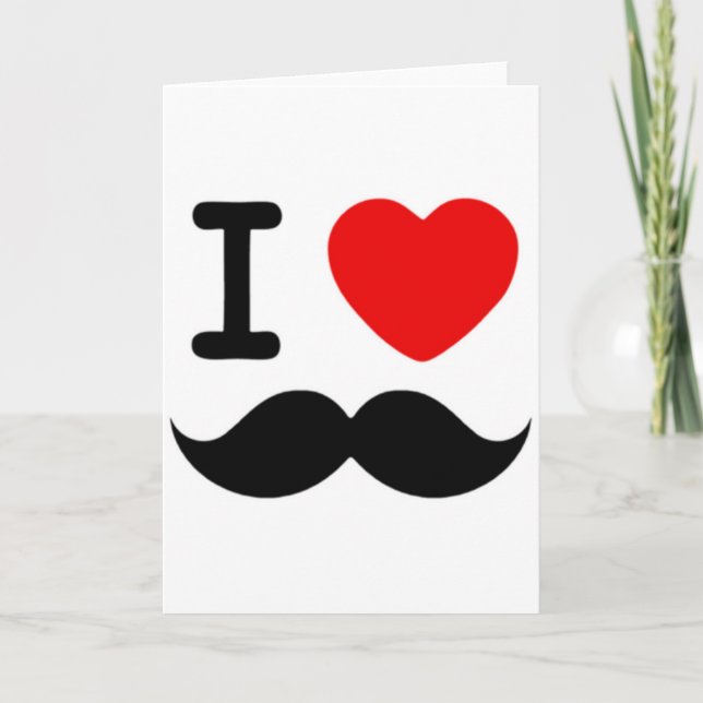 Tarjeta El corazón / Amo Mustaches / Mustaches (Anverso)