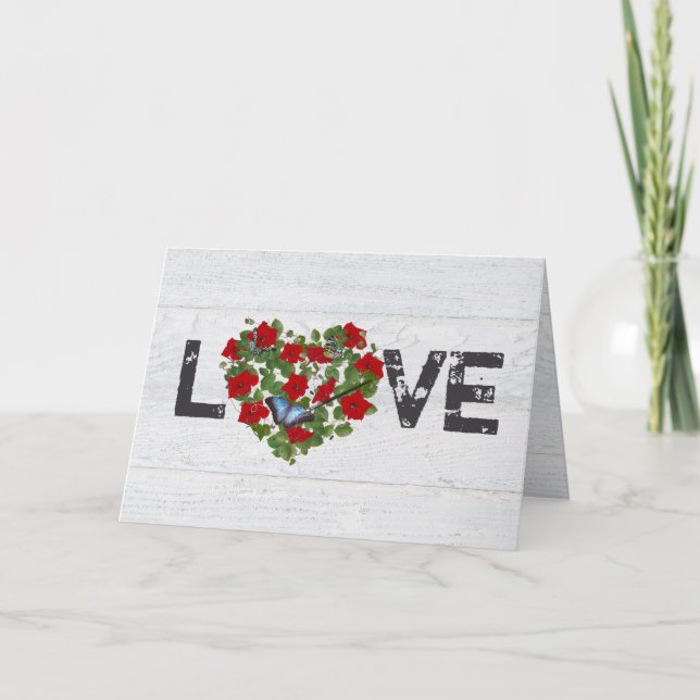 Tarjeta El corazón de Petunia Rojo y Boda Ivy (Anverso)