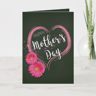 Tarjeta El corazón rosado florece el día de madre -