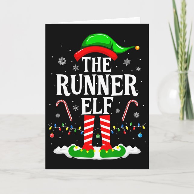 Tarjeta El corredor Elfo Navidad Divertido Corredores Navi (Anverso)