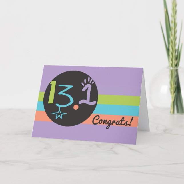 Tarjeta El corredor felicita al ecléctico 13.1 Maratón (Anverso)