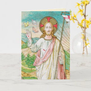 Tarjeta El Cristo Resucitado con Mariposas Pascua