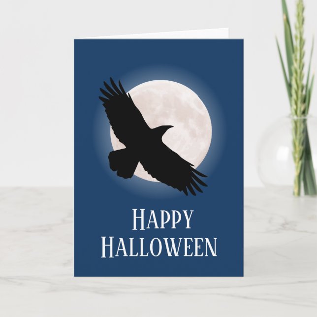 Tarjeta El cuervo volador con la luna detrás (Anverso)