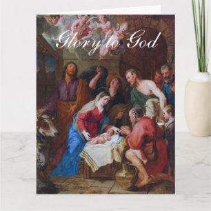 Tarjeta El culto de los pastores Feliz Navidad