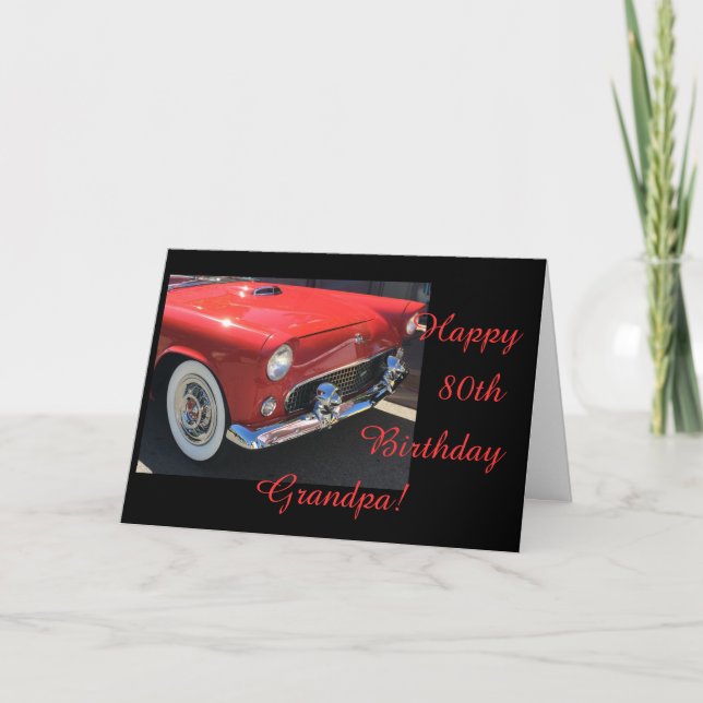 Tarjeta El cumpleaños 80 del abuelo - Auto antiguo (Anverso)
