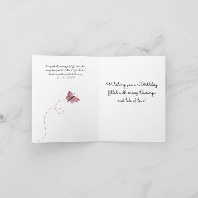 Tarjeta El cumpleaños de Butterfly, muchas bendiciones (Interior)