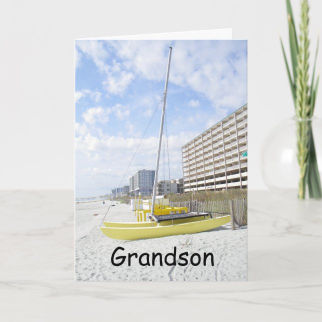 TARJETA EL CUMPLEAÑOS DE GRANDSON BEACH - DISFRUTE DE SU D (Anverso)