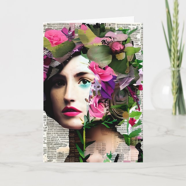 Tarjeta El cumpleaños de la tía del Collage de Papel de un (Anverso)