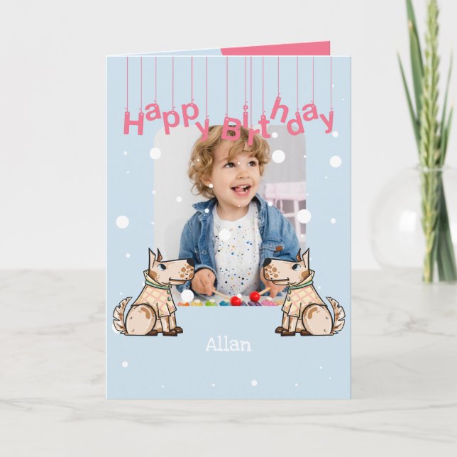 Tarjeta El cumpleaños de los niños con la foto de ese perr (Anverso)