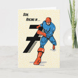 Tarjeta El cumpleaños de superhéroe de 7 años