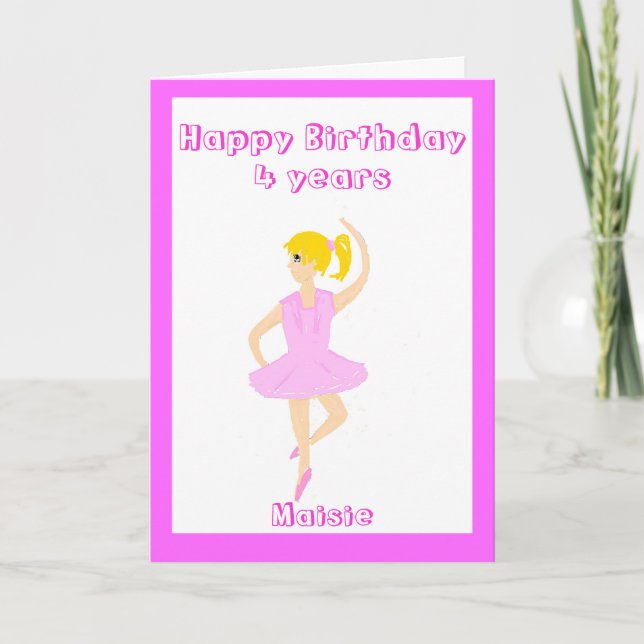 Tarjeta El cumpleaños del chica de la bailarina añade la (Anverso)