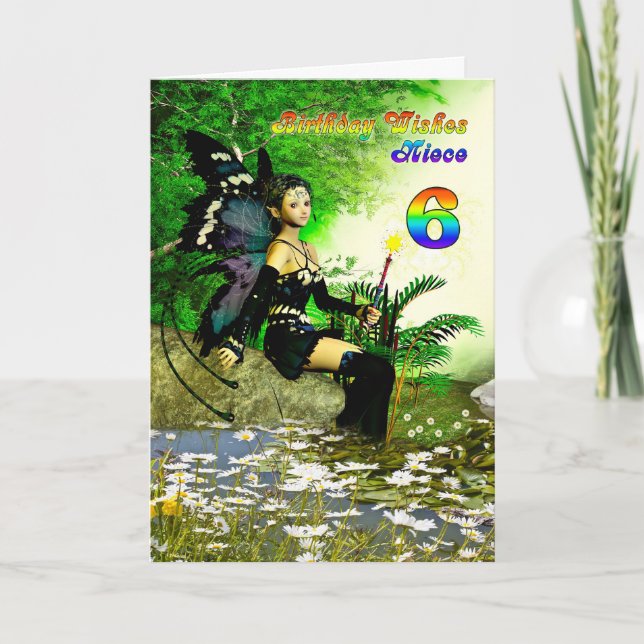 Tarjeta El cumpleaños desea para una sobrina age6 de una (Anverso)