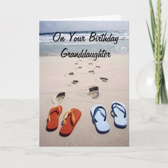 TARJETA EL CUMPLEAÑOS **ESTILO DE LA PLAYA DE GRANDDAUGTHE (Anverso)