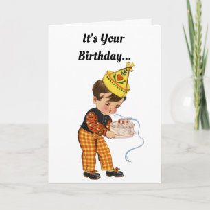 Tarjeta El cumpleaños feliz de Vintage Boy