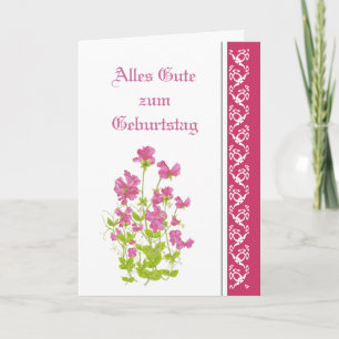 Tarjeta El cumpleaños, guisantes de olor, jardín florece