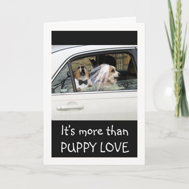 Tarjeta El curioso amor del cachorro por el marido con la  (Anverso)