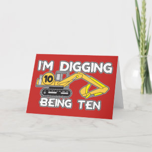 Tarjeta El décimo cumpleaños de mi hijo estoy cavando sien