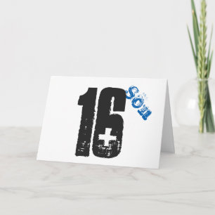 Tarjeta El décimosexto cumpleaños, el blanco, el azul y el