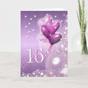 Tarjeta El décimosexto cumpleaños feliz hincha brillante