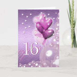 Tarjeta El décimosexto cumpleaños feliz hincha brillante