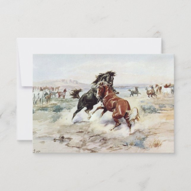 Tarjeta El desafío (Los Stallions de Caballos luchando) (Anverso)