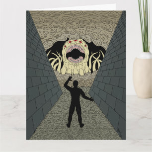 Tarjeta El Devorador Viene Arte de Terror Extraño