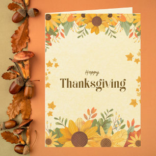 Tarjeta El día de Acción de Gracias del Girasol y el Otoño