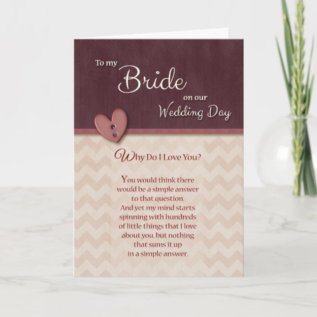 Tarjeta El día de la boda con la novia - ¿Por qué te amo? (Anverso)