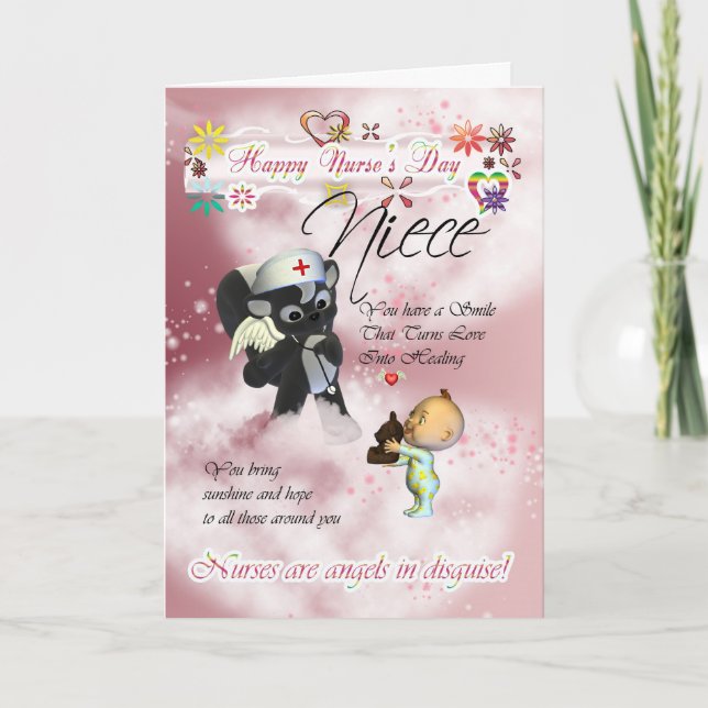 Tarjeta El día de la enfermera de la sobrina linda bebé y  (Anverso)