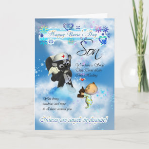 Tarjeta El día de la enfermera del hijo lindo bebé y linda
