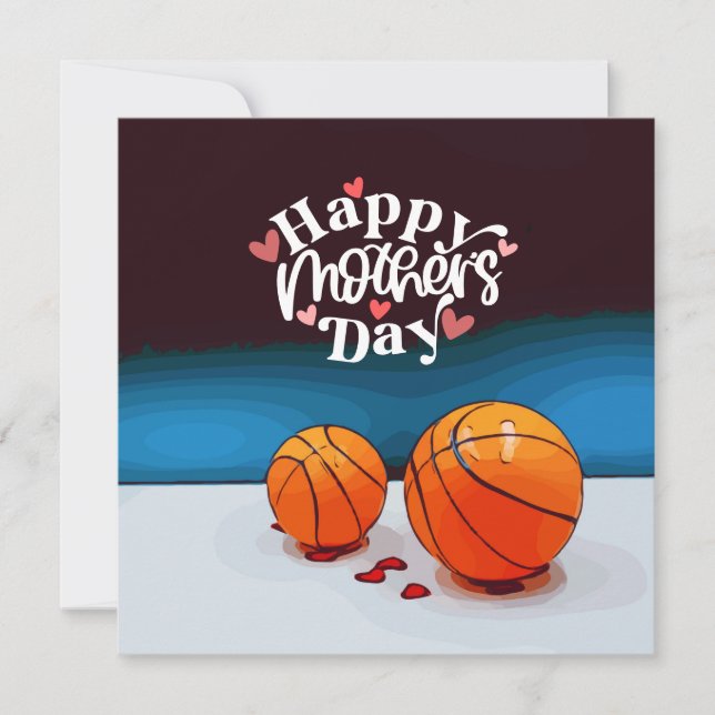 Tarjeta El Día de la Madre de Baloncesto para mamá con el  (Anverso)
