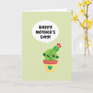 Tarjeta El día de la madre de la familia cute Kawaii Cactu