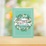Tarjeta El Día de la Madre, el color favorito de la madre<br><div class="desc">Nuevo año editable en mi tienda Elija el color favorito de tu madre para el fondo. Personalizar tu propio mensaje dentro o "claro" para dejar el interior en blanco y escribir a mano tu sentimiento. Corona de flores pintada de color de agua con la cinta "Feliz Día de la Madre"....</div>