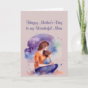 Tarjeta El Día de la Madre Maravillosa acuarela Madre