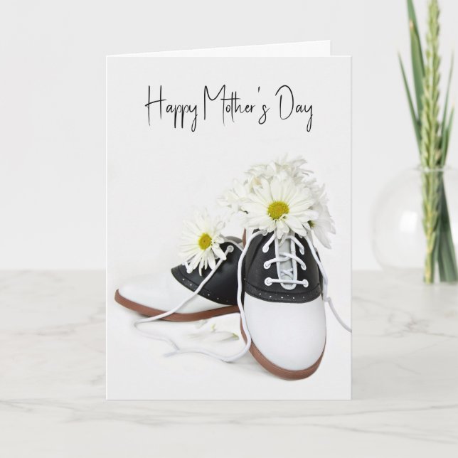 Tarjeta El Día de la Madre Retro Saddle Shoes with Daisies (Anverso)