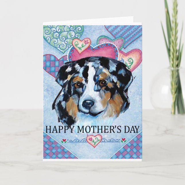 TARJETA EL DÍA DE LA MADRE, SHEPHERD AUSTRALIANO (Anverso)