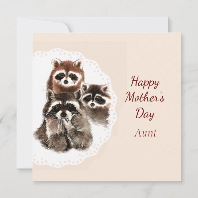 Tarjeta El día de la madre, tía raccoon (Anverso)