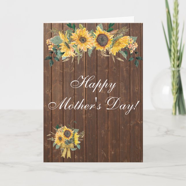 Tarjeta El día de la madre, una acuarela rústica de madera (Anverso)