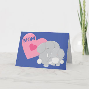 Tarjeta El Día de la Madre y el Elefante Cute