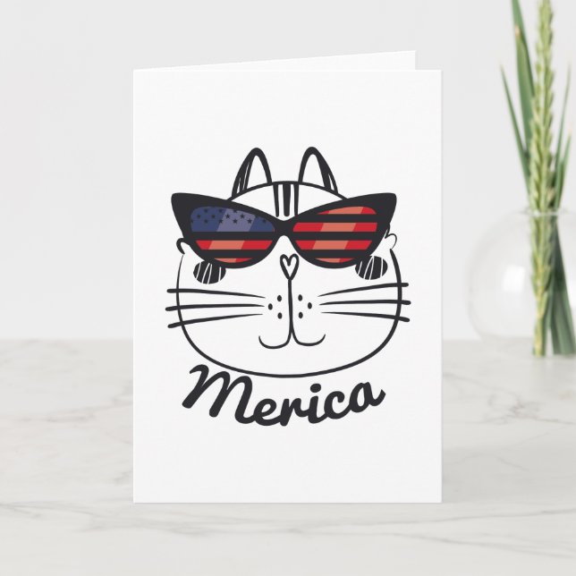 Tarjeta El Día de la Memoria de Merica Gato Bandera Estado (Anverso)