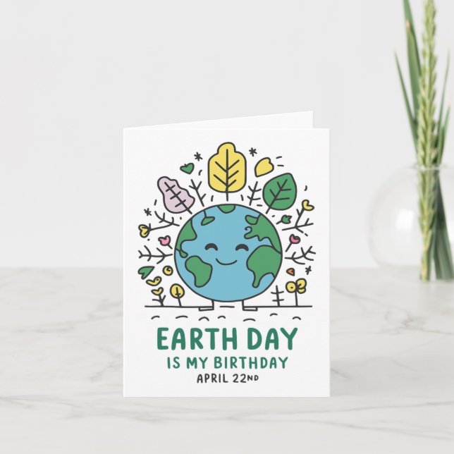 Tarjeta El Día de la Tierra es mi cumpleaños 1 (Anverso)