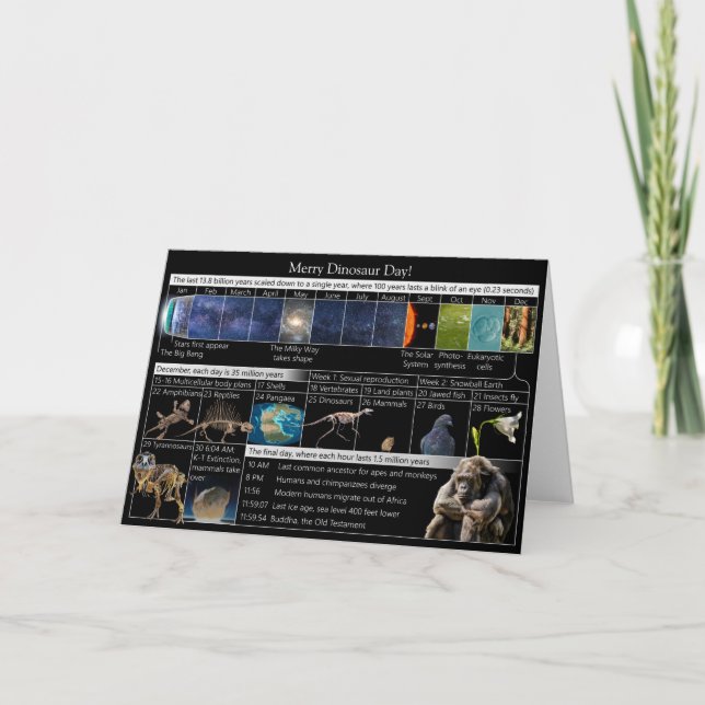 Tarjeta ¡El Día de los Dinosaurios de Feliz en el Calendar (Anverso)